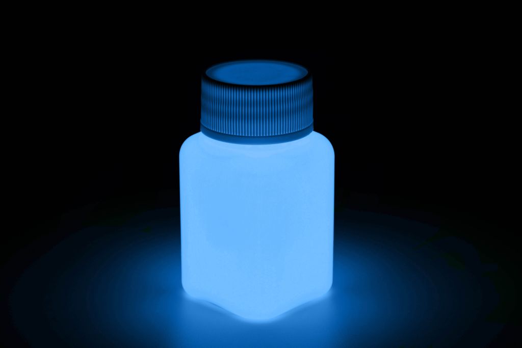 Glow paint in a jar, blue, glowing in the dark
