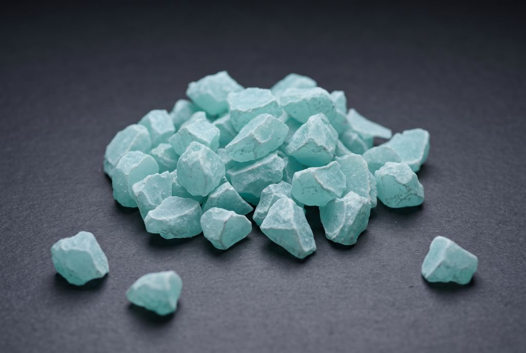 Glow stones (approx. 2 cm), blue-green, in daylight