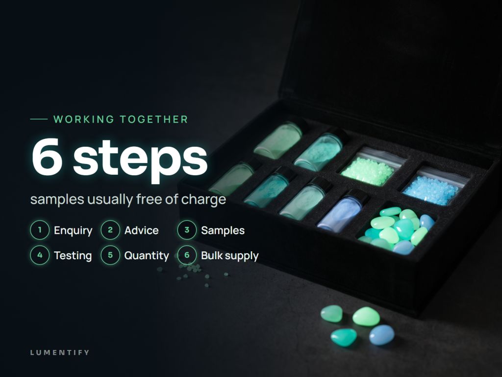 Infographic Working together: 6 steps – samples usually free of charge